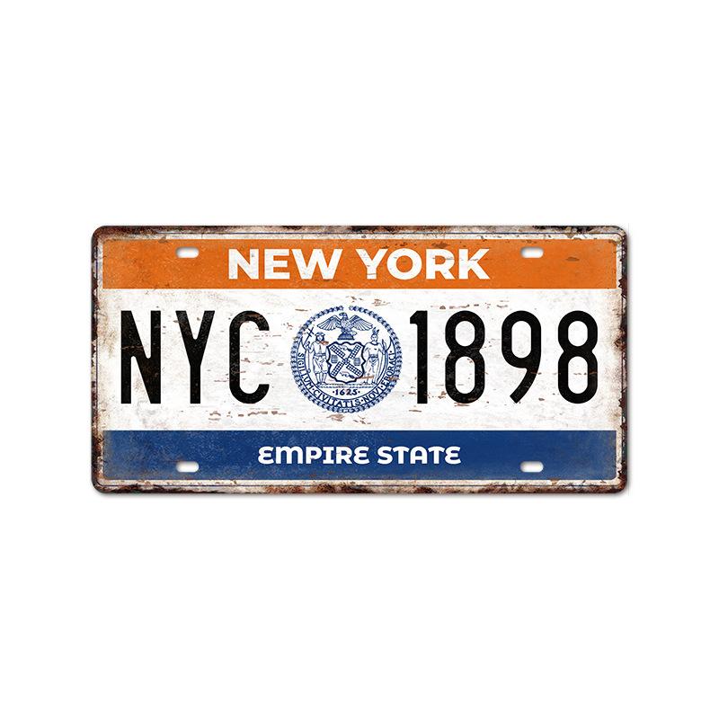 Vintage Tin Art with 1530 License Plate Design: Ideal for American - style Background Wall Decor