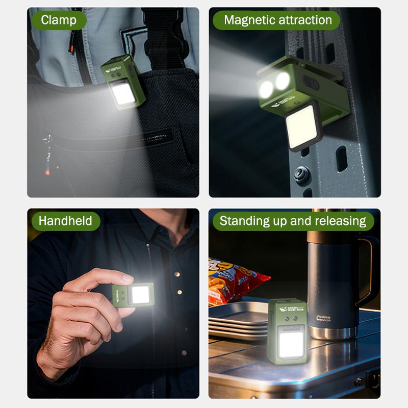 Led Magnetic Clamp Flashlight Rechargeable Ultra-Long-Lasting Outdoor Camping Hiking Light Clip-On Emergency Work Lamp 1Pc