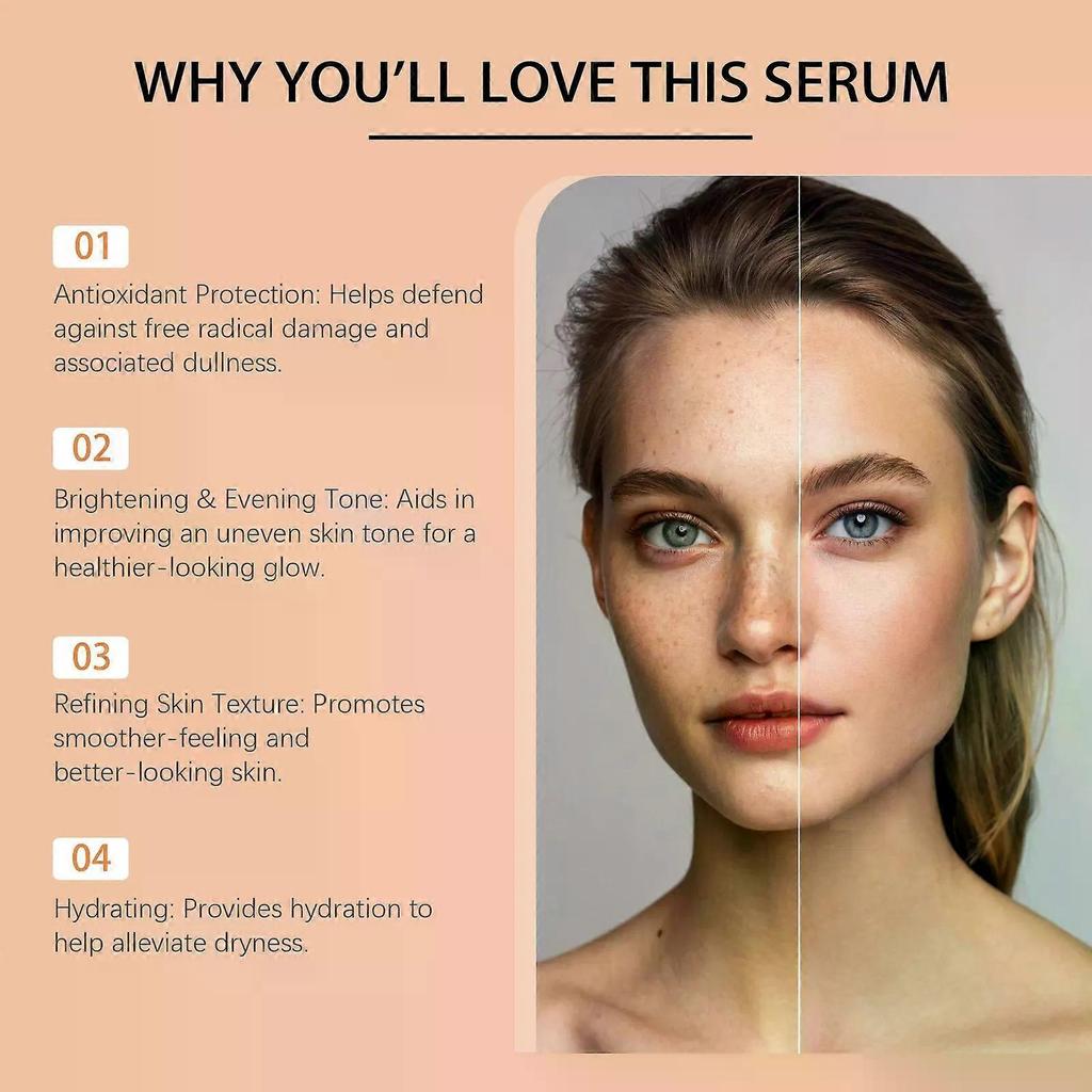 Vitamin C Serum for Brightening and Glowing Skin, Refines Texture, Improves Pore Appearance, Radiant Skin, 30ml