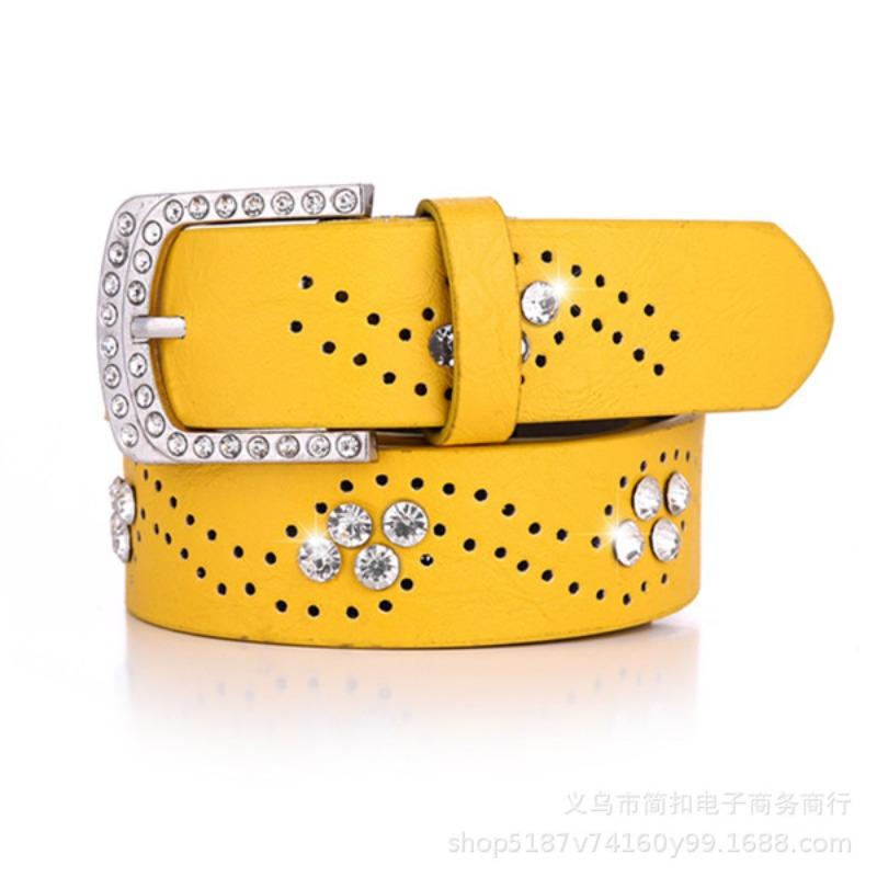 Diamond belt, women's genuine leather pure cowhide pants belt, wide diamond-encrusted, cut out genuine leather