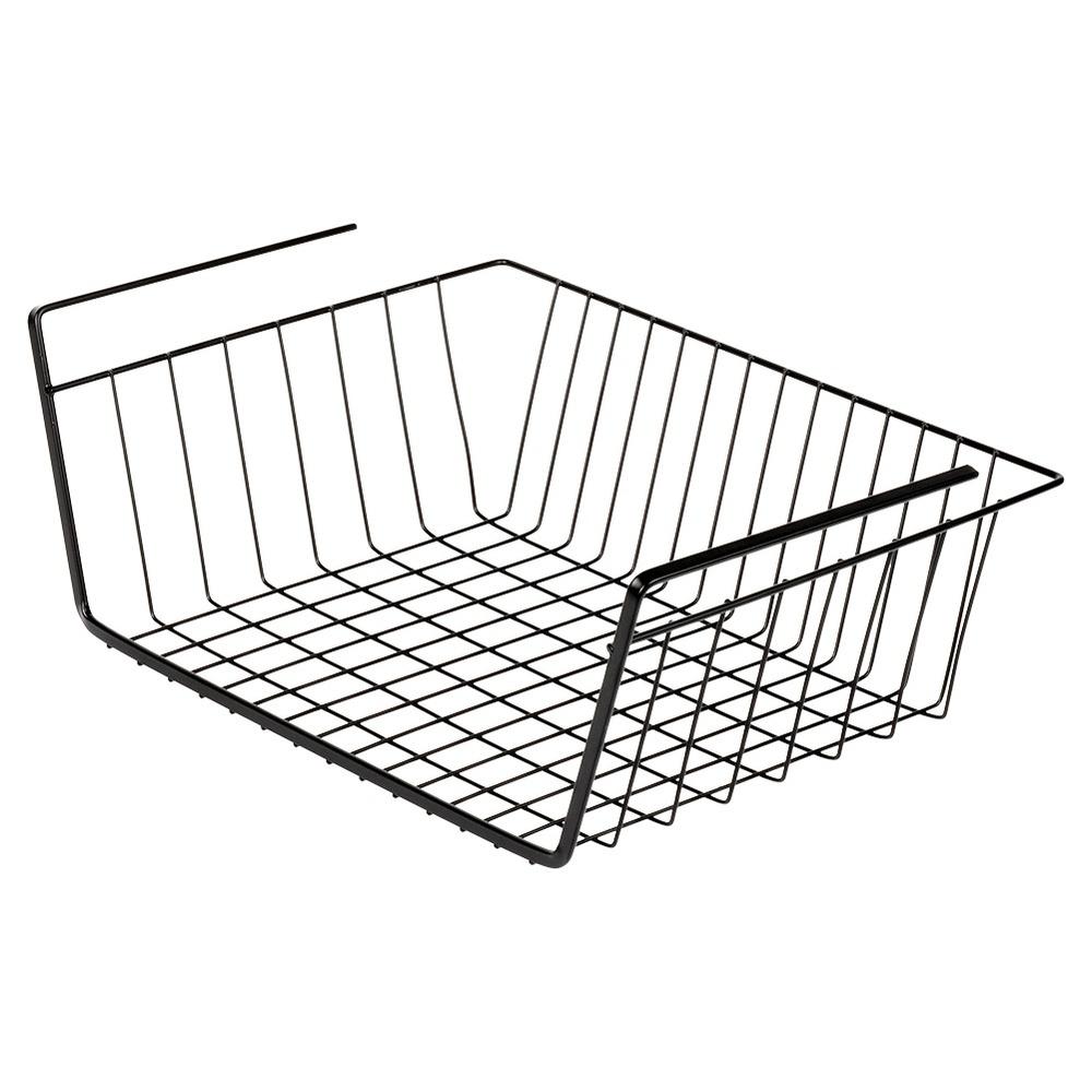 Black metal hanging basket for under-shelf 40.5x26.5x14.5 cm