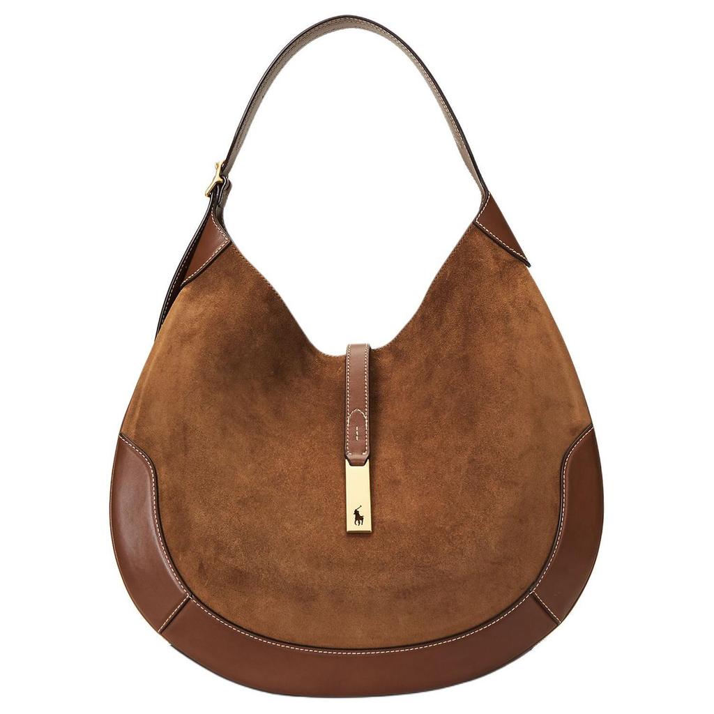 Polo Ralph Lauren Polo ID Logo Magnetic Closure Leather Tote Shoulder Bag Large Women Bags Brown WAPOBAG02V20122