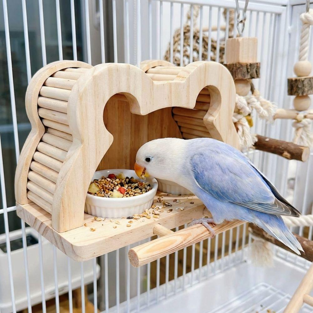 Large Capacity Wooden Bird Nest House Bite Resistant Bird Perch Bird Feeding Station  Aviary Use