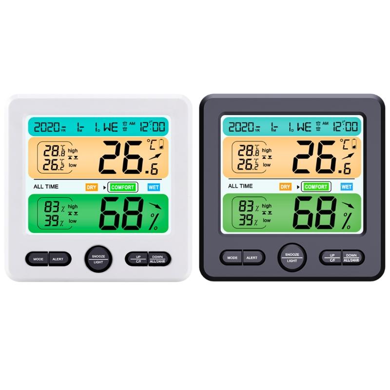 High Precision Temperature Humidity Meter Color Display Weather Thermometer Alarm Clock Desktop Decorations for House