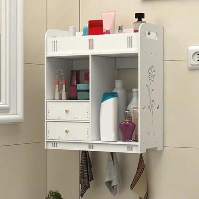 Kitchen Wall Cabinet Large Capacity Multiple Compartments Simple Installation Toilet Storage Cabinet Bathroom Supplies
