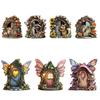 Yousheng Miniature Fairy Garden Door, Mini Wooden Fairy Gate for Tree Stump, Wall, Dollhouse, Tiny Gnome House Accessory for Micro Landscape