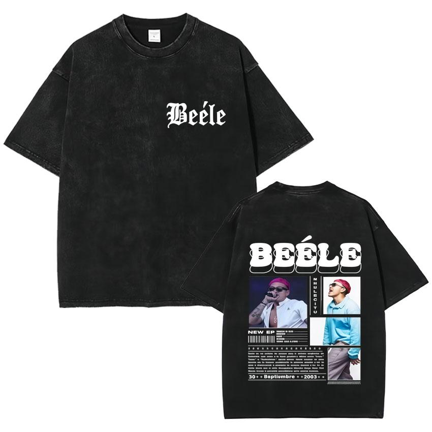 Rapper Beele Harajuku Album Vintage Washed Fashion TShirt Mens Oversized Tee Shirt Cozy Crewneck Short Sleeve T Shirt Fans Gift