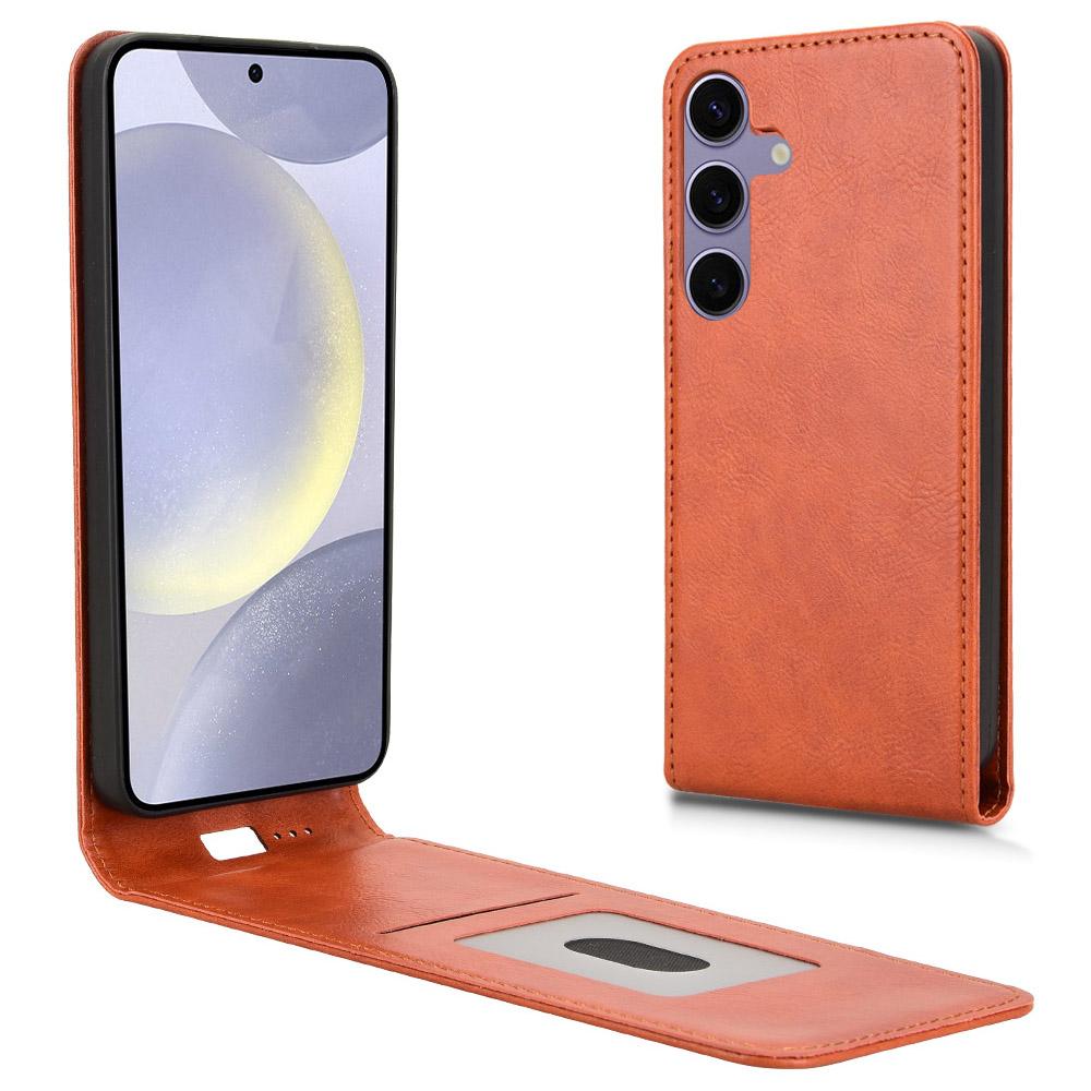 Für Samsung Galaxy S25 Hülle mit Kartenfach Magnetische Vertikale Klapp Leder Handyhülle