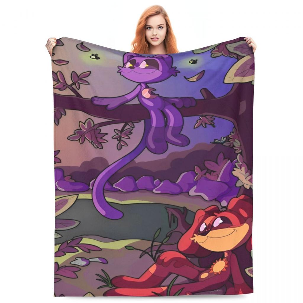 Catnap Knitted Blanket Velvet Cartoon Toy Ultra-Soft Throw Blanket for Airplane Travel Bed Rug