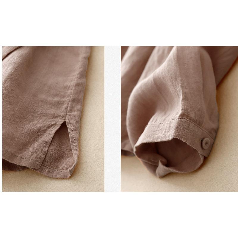 DIMANAF 2025 Plus Size New Summer Blouse Linen Solid Shirt Women Loose Long Sleeve Shirt Casual Tops Tees