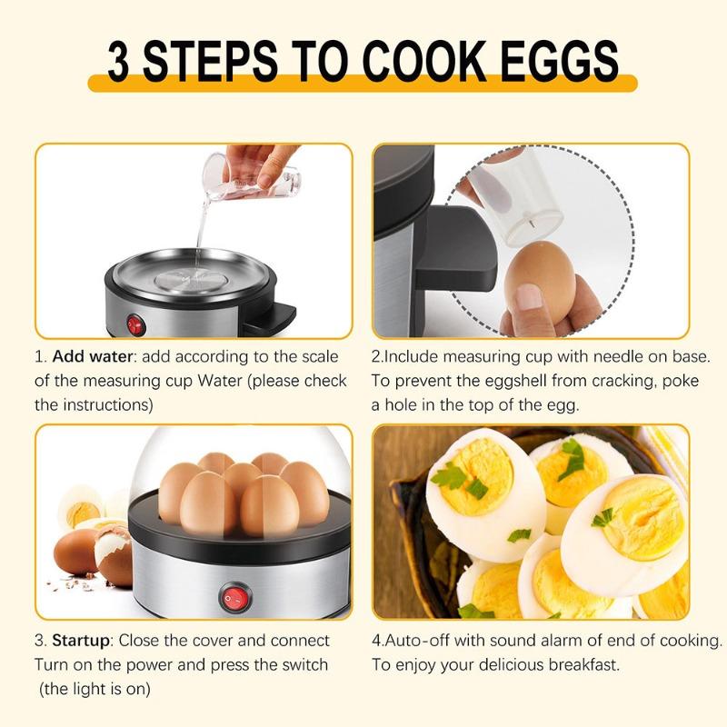 Space Saving Eggs Boiler 350W Automatic Cooker 6 Eggs Capacity Electric Steamer Multi Functional Kitchen Appliance