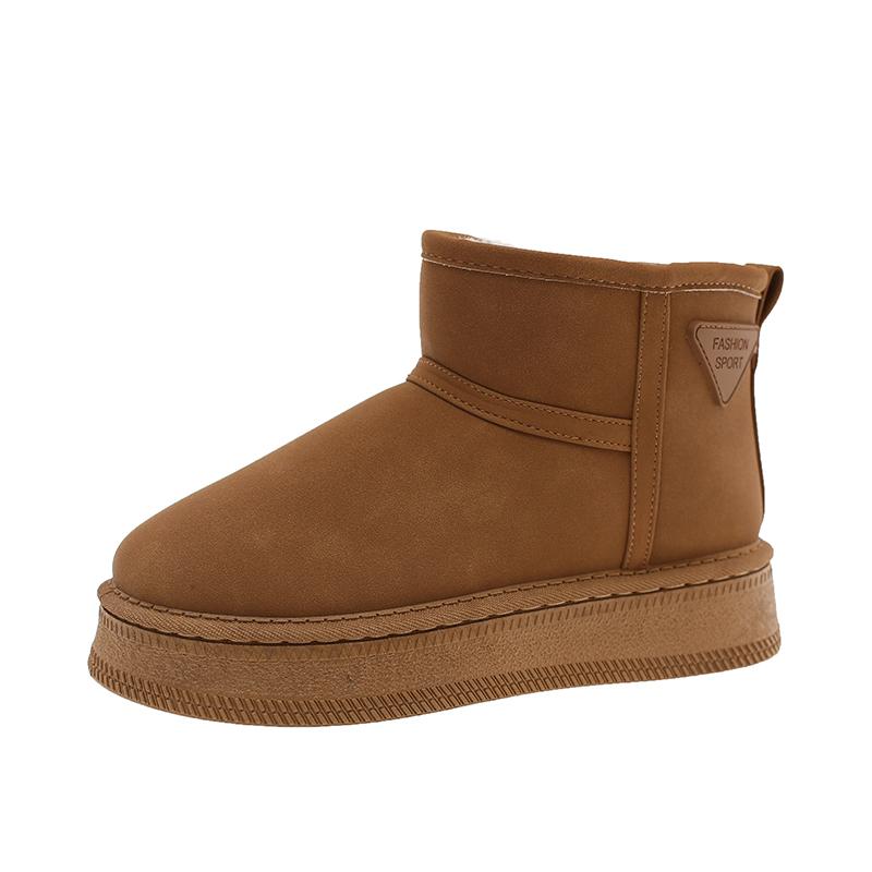 

Waterproof Snow Boots Winter New Round Toe Sleeve Woollen Warm Platform Non-Slip Flat Cotton Boots 40