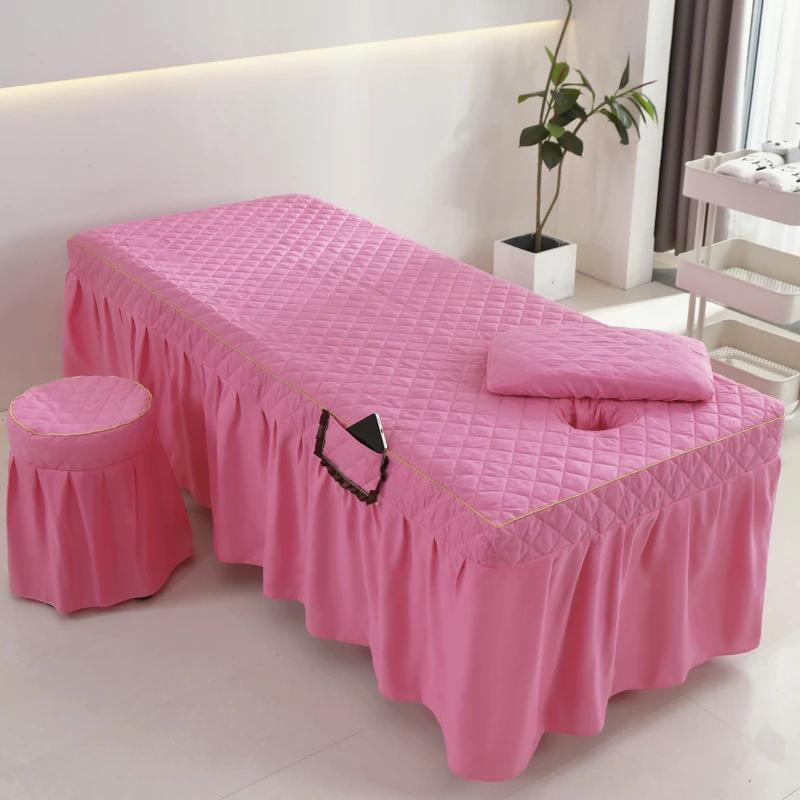 

Thick Bed Skirt Beauty Salon Massage Table Bed Cover High-grade Skin-Friendly Bed Sheet SPA Therapy Bedspread with Hole 60x180cm