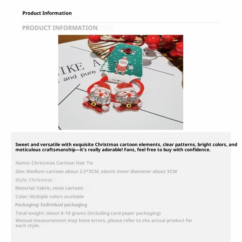 2Pcs/Set 2026  Christmas Hair Accessories Girls Festive Santa Claus Hair Ties Cute Red Hairpin Kid Holiday Party Hairpins