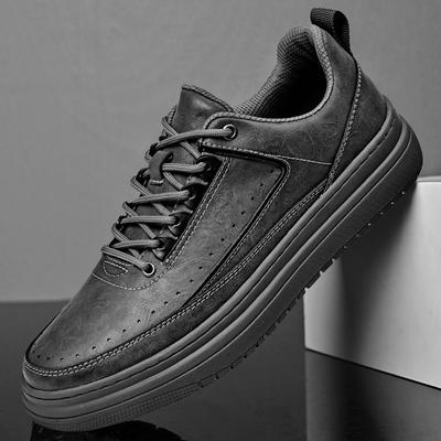 Board Shoes Men's 2025 Autumn New Flat-bottomed Non-slip Breathable Lace-up Leather Men's Shoes Trendy Versatile Sports and Leisure Shoes