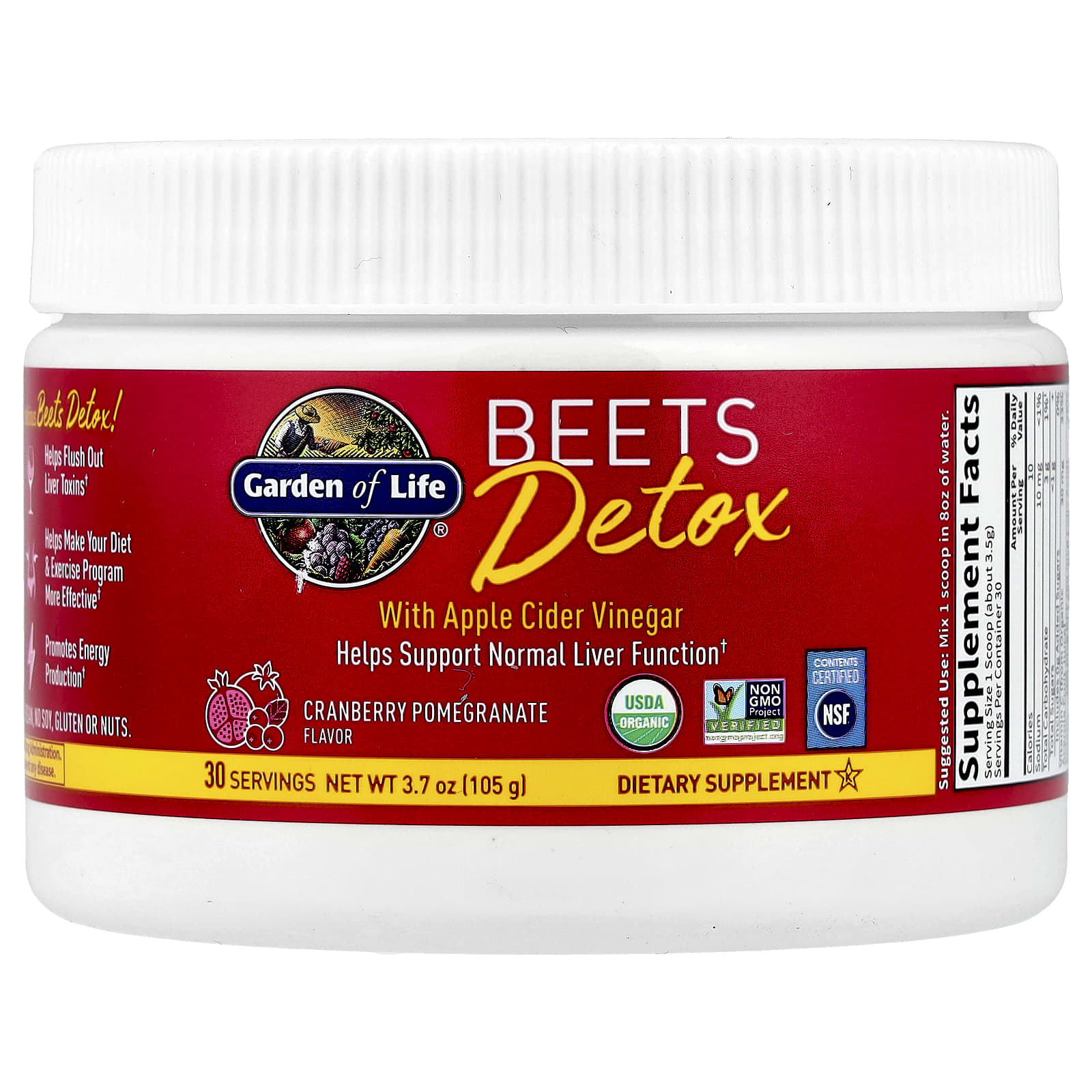 

Beet Detox (with Apple Cider Vinegar), Cranberry Pomegranate Flavor, 105G (3.7Oz)