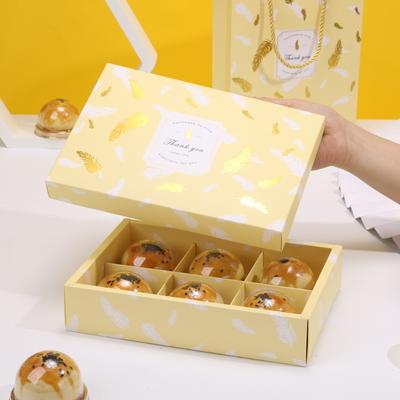 10 Stück Gelbe Feder Heißprägung Verpackungsboxen 6-teilige Verpackungsboxen Geeignet für Verpackungsboxen Heimküchen Verpackungsmaterial