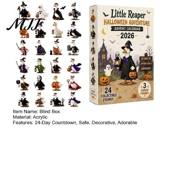 Unique Gift for Friends Halloween Horror Ducks Advent Calendar 2026, 24-Day Spooky Countdown with 24 Funny Figurines Collectible Duck Figures,