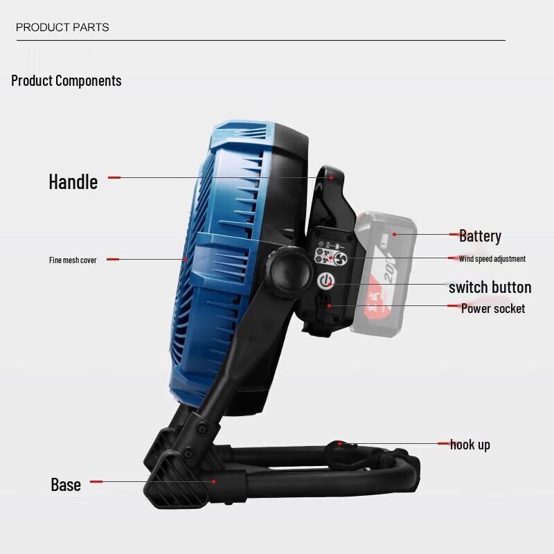 Dongcheng Portable Cordless Camping Fan CN plug (adapter included)