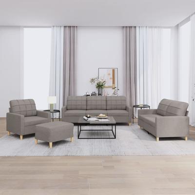 Vidaxl 4-Piece Lounge Set with Cushions, Taupe, Fabric