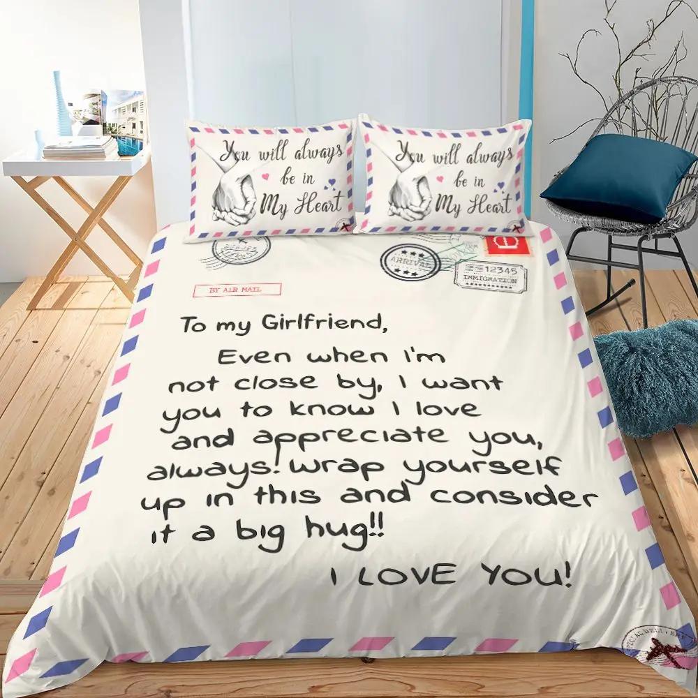Mother's Day King Queen Duvet Cover Express Love for Mom Wife Bedding Set Colorful Floral Quilt Cover Polyester Comforter Cover