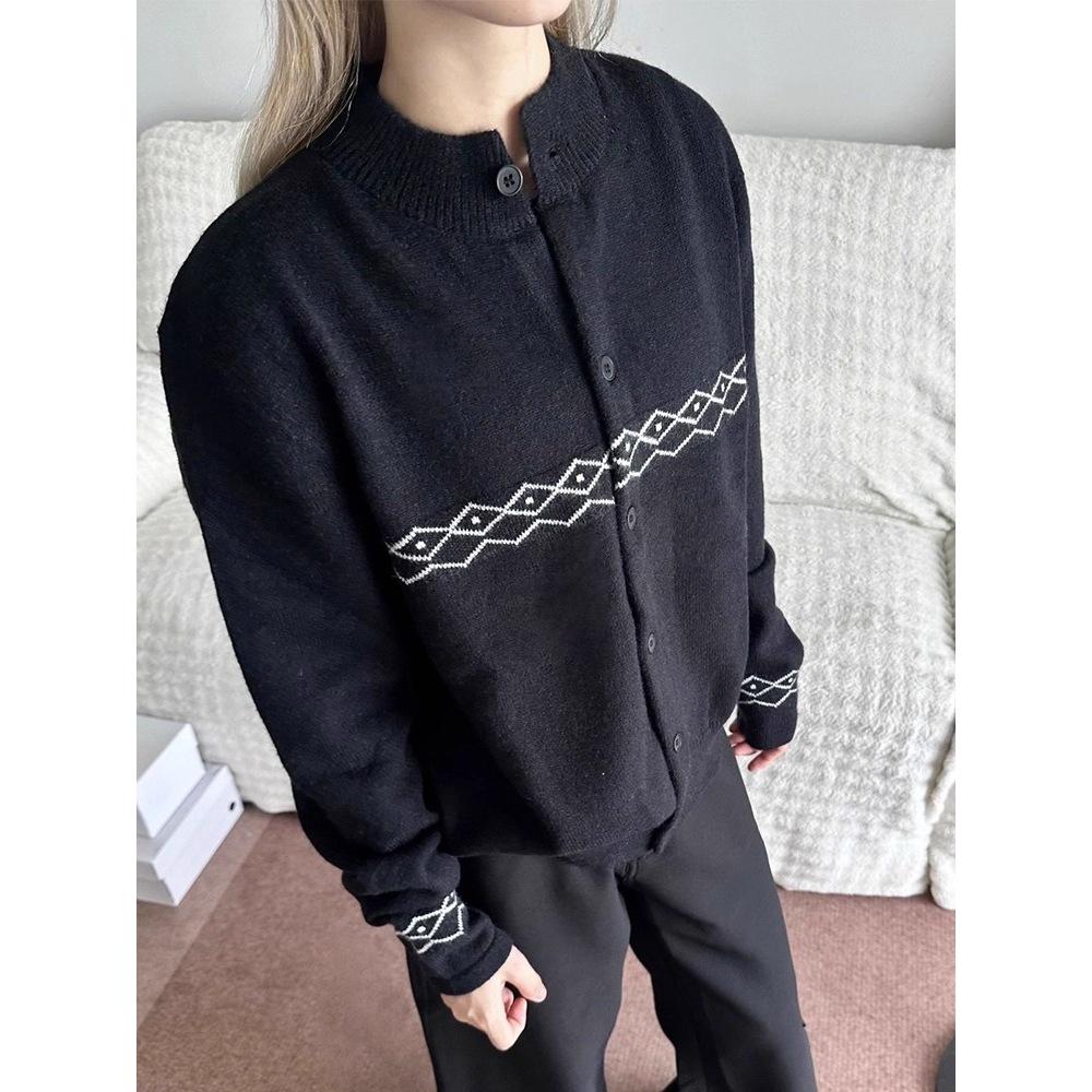 

Black Cleanfit American Jacquard Men s Cardigan, High-End Lazy Style, Soft & Fluffy Knit, Perfect for Autumn XXL чорний