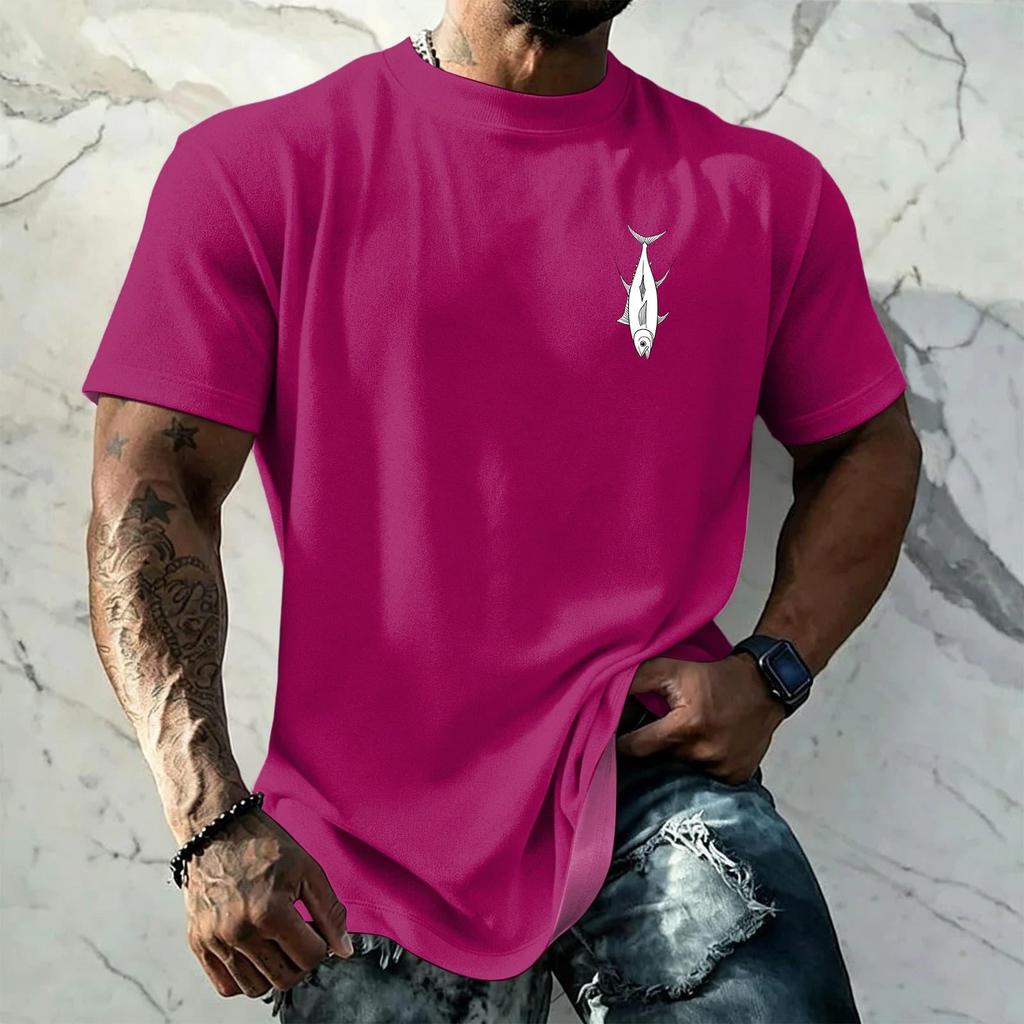 Men's Vintage Texture Printed Short Sleeve T Shirt Loose Fit Casual Summer Daily Wear Top Lightweight Breathable Fabric