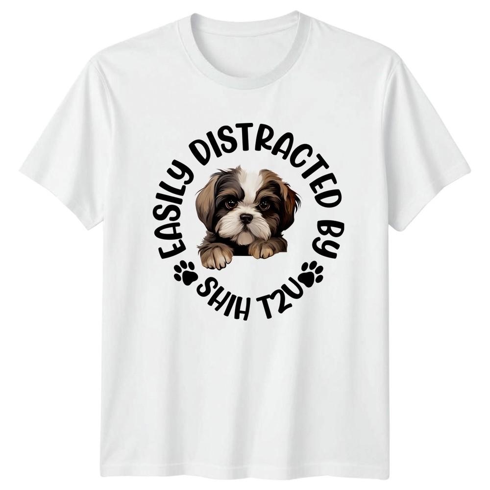 Easily Distracted By Shih Tzu Dogs Unisexs TShirt Unisexs Tee Graphic Unisex Top S
