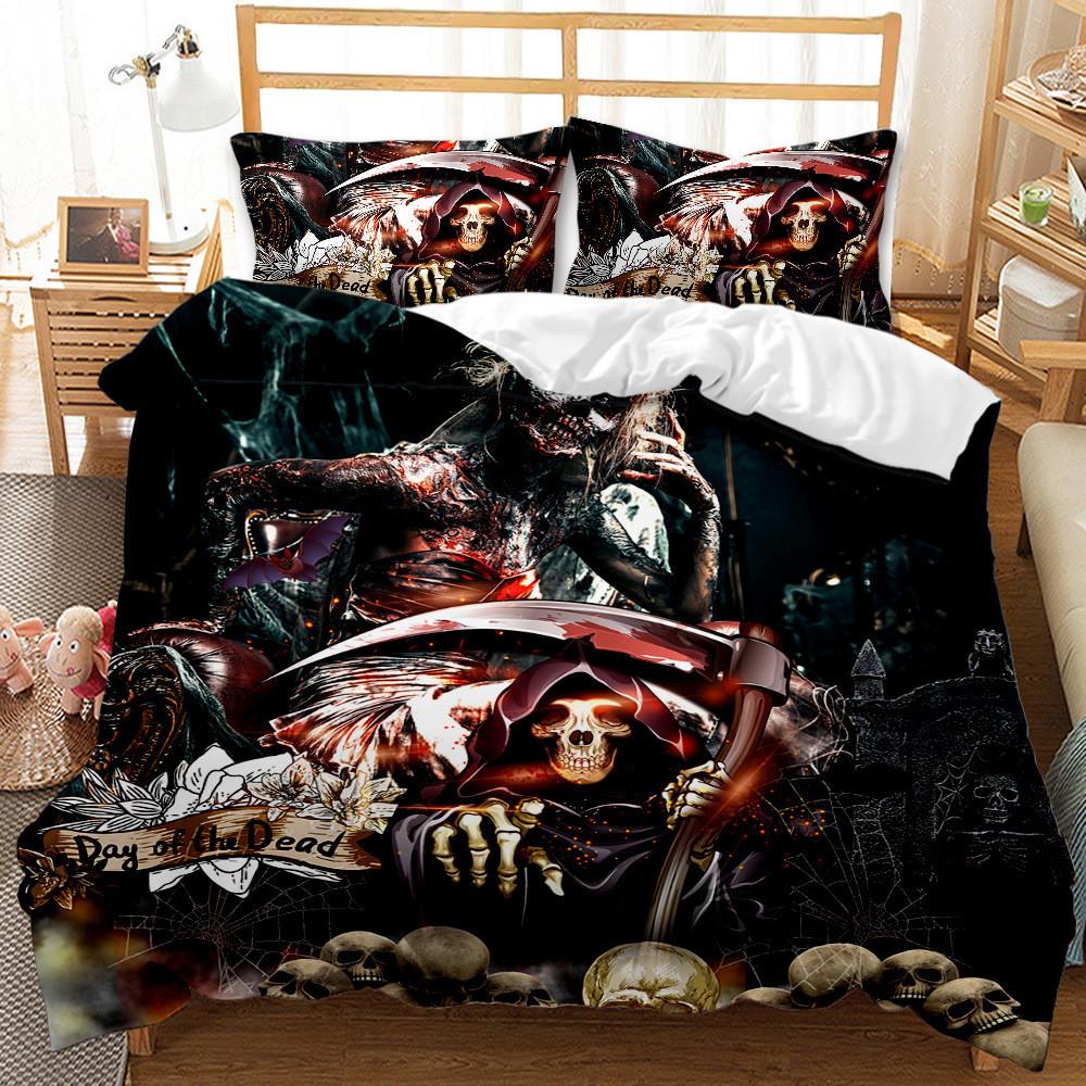 King Bedding Set Hallowmas Skull Duvet Cover Set Kids,twin Full Queen Bedroom Bed Cover Black And White Bedding Set 240x220 Cm