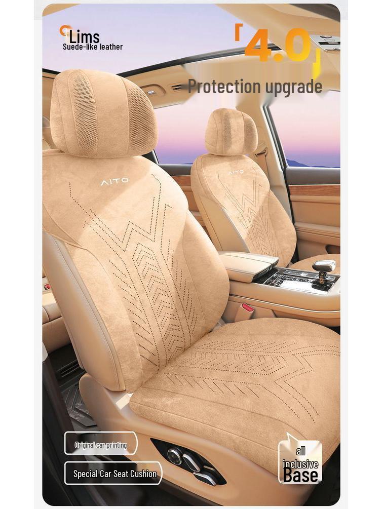 AITO M5/M7/M8/M9 Car Seat Covers with Suede, Ventilated, Breathable Saddle Pad, Half-Wrap Cushion