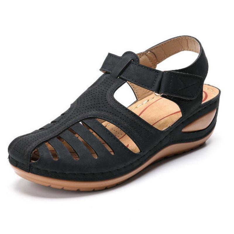 New wedge heel retro sandals non-slip large size women's summer hole shoes