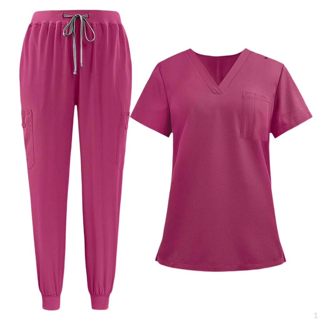 Women Scrub Uniform Set Jogging Cloth Top and Jogger Pants for Yoga Pet Grooming