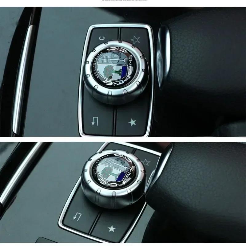 GLC GLB 1pc 29mm Aluminum Car Multimedia Knob Badge Stickers for Mercedes Benz AMG A C E S Class CLA CLS W212 W213 W204 W205 W1