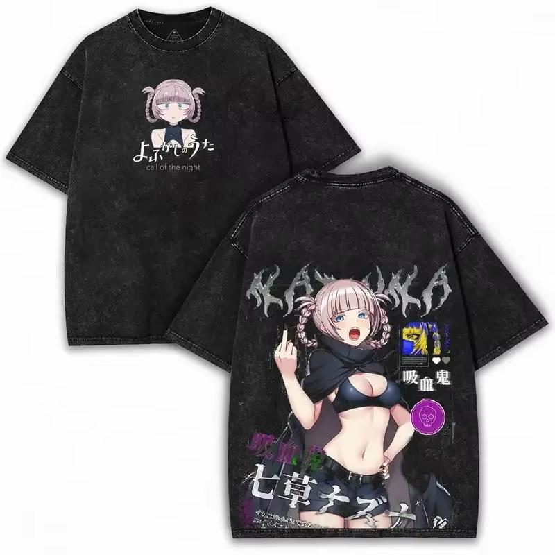 2026 summer Oversized Streetwear Call of the Night Nazuna Nanakusa Edition Vintage Anime Oversized Unisex Couples Vintage Loose