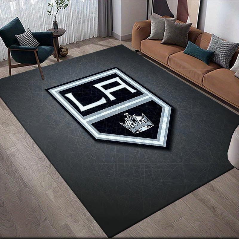 Los Angeles Kings Flannel Pattern Square Carpet,Area Rug,Carpet Rug for Living Room Bedroom Sofa Playroom Decor,Non-slip Floor Mat