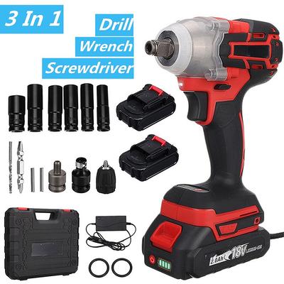 3 In 1 380N.M Cordless Electric Impact Wrench 1/2 Inch Wrench Rechargeable Power Tools for 18V Battery