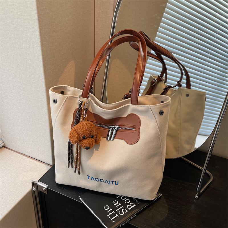 Canvas bag women's large-capacity new summer versatile shoulder tote bag multi-functional casual backpack