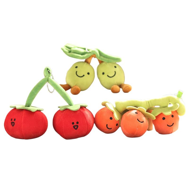 1Pcs New Olive Tomato Plush Pendant Kawaii Vegetable Cute Triple Fruit Doll Toy Bag Keychain Backpack Decoration
