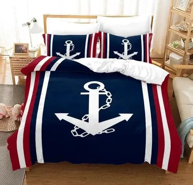 Luxury New 3D Print New Nautical Ocean Anchor Bedding Sets Ocean Spirit Duvet Cover King Queen Single Bed Linen  Teens Boys Gift