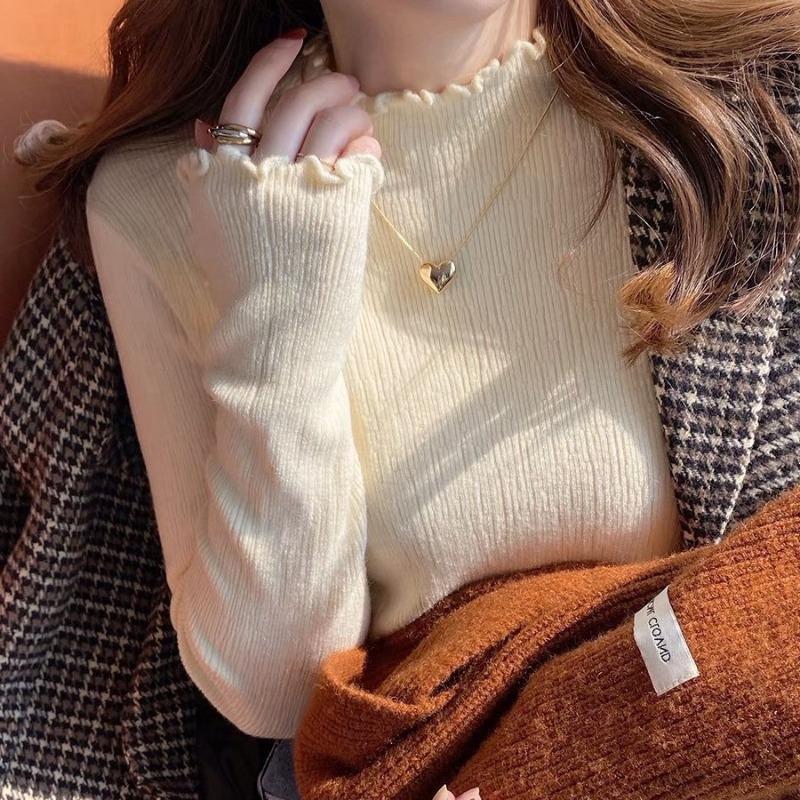 Half Turtleneck Sweater Women's Spring and Autumn Bottoming Shirt with Autumn and Winter New Slim-fit Top