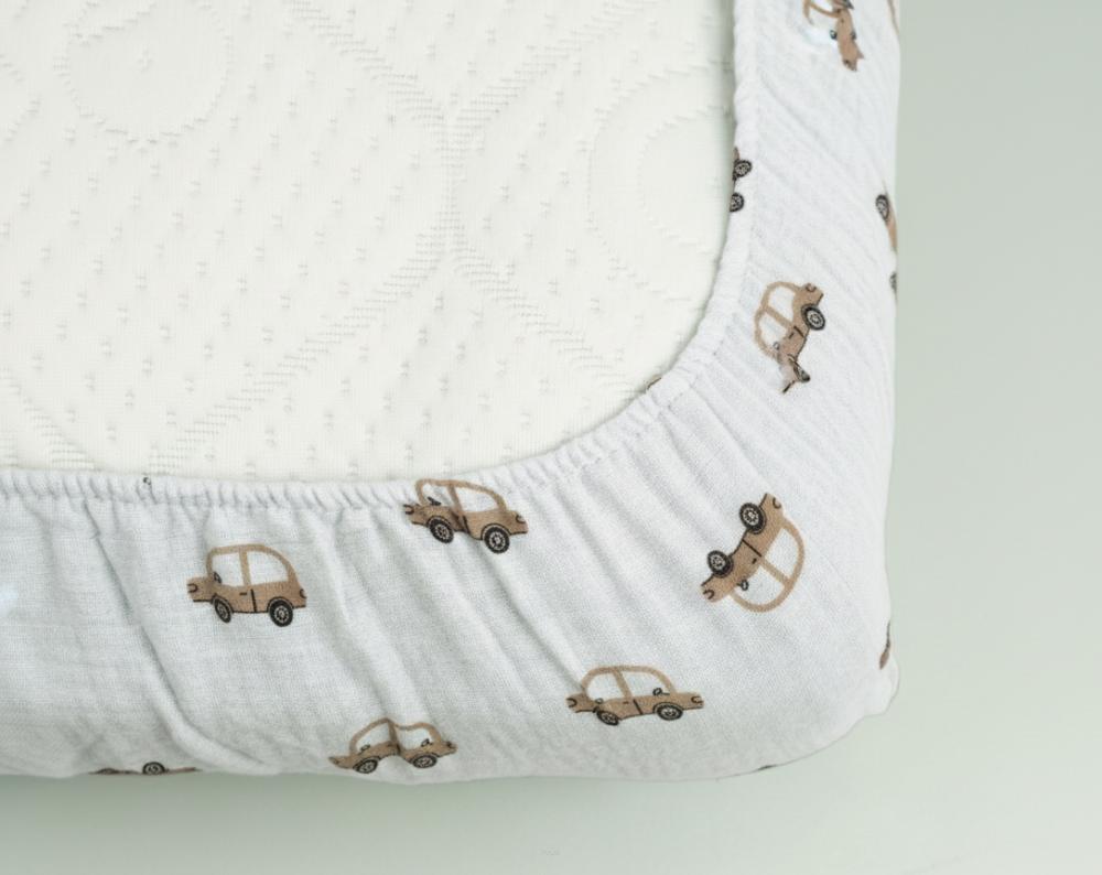 Muslin fitted sheet for crib 120*60 (cars)