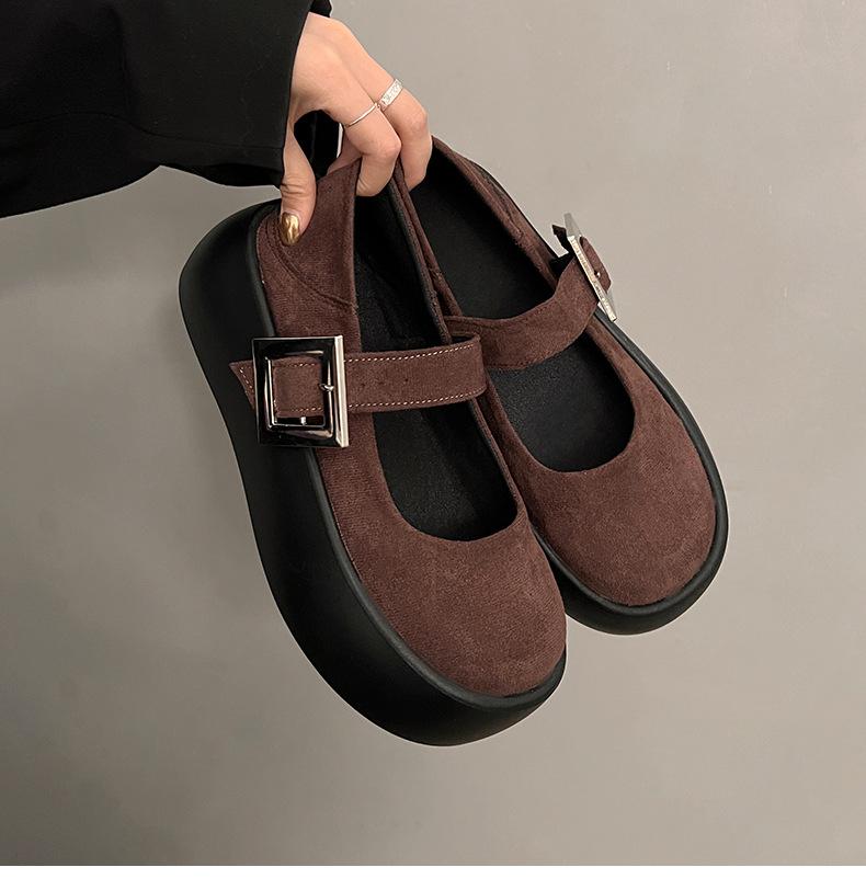 Fashion Retro Woman Shoes Shallow Mouth Clogs Platform Round Toe All-Match Female Footwear Black Flats New Creepers Dress Summer Hook &