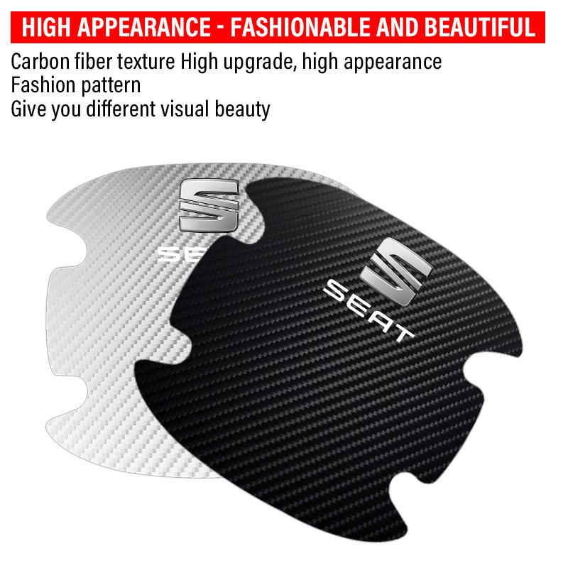 4PCS Car Door Handle Protection Sticker Emblem Car Decoration Styling For SEAT Leon 5f Ibiza 6l 6j Leon 1P Cushion Altea Xl Leon Mk