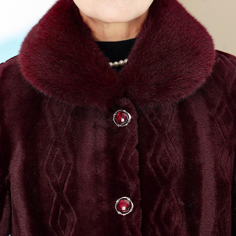 Winter Wear Thickened Fleece Jacket Wife Warm Imitation Mink Velvet Old Lady Loose Jacket