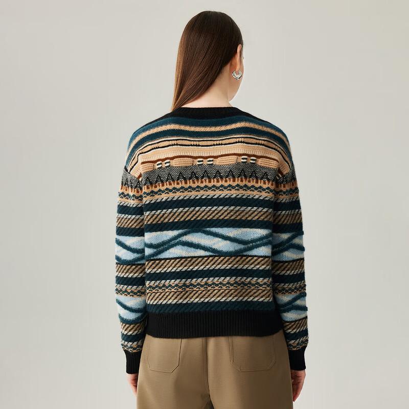 Zhaojun Women's Thick Fair Isle Jacquard Cashmere Sweater