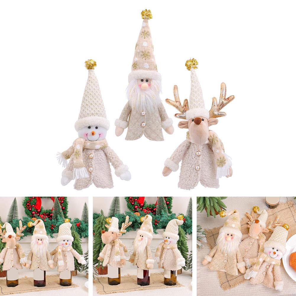 Set of 3 Santa Claus Wine Bottle Covers Reusable For Holiday Sleeves to Add Seasonal Decoration and Festive Ambiance