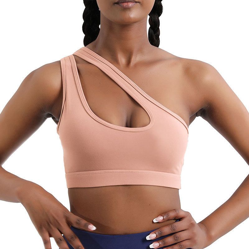 European and American Style Single-Shoulder Sports Bra, Shockproof High-Intensity Sports Vest, Fitness Yoga Bra, Yoga Wear, Women's Underwear