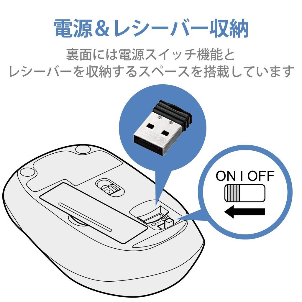 ELECOM Wireless Mouse Medium 3 IR (Receiver Included), Size, Buttons, Sensor, Energy-Saving, White, M-IR07DRWH