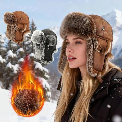 Fashion Warm Bomber Hats Windproof Imitation Faux Fur Faux Fur Earflap Trapper Hat Winter