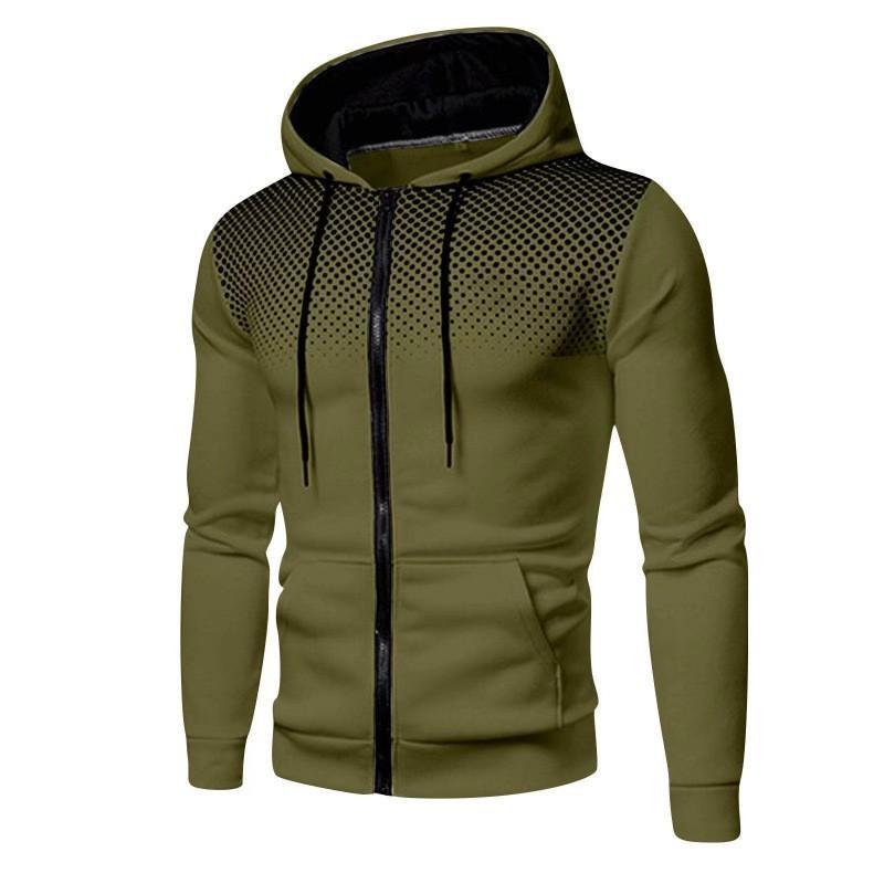 Men's Polka Dot Sporty Casual Fleece Cardigan Hoodie for Autumn/Winter